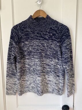 Biancalancia EU 42 Virgin Wool Silk Cashmere Ombre Blue Sweater EUC Mock Neck